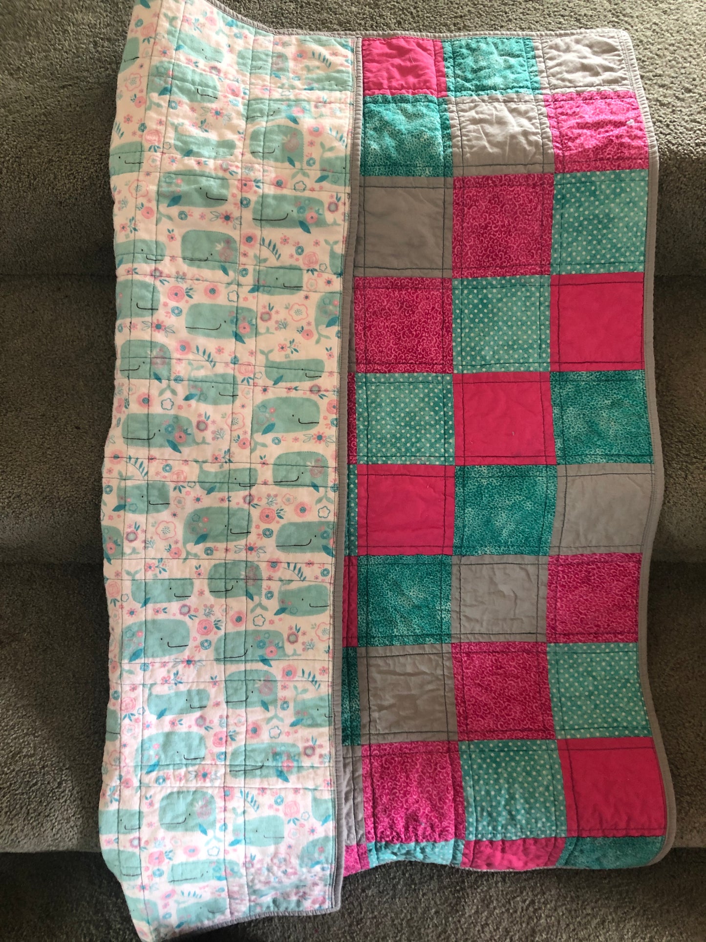 Pink Whale Baby Blanket