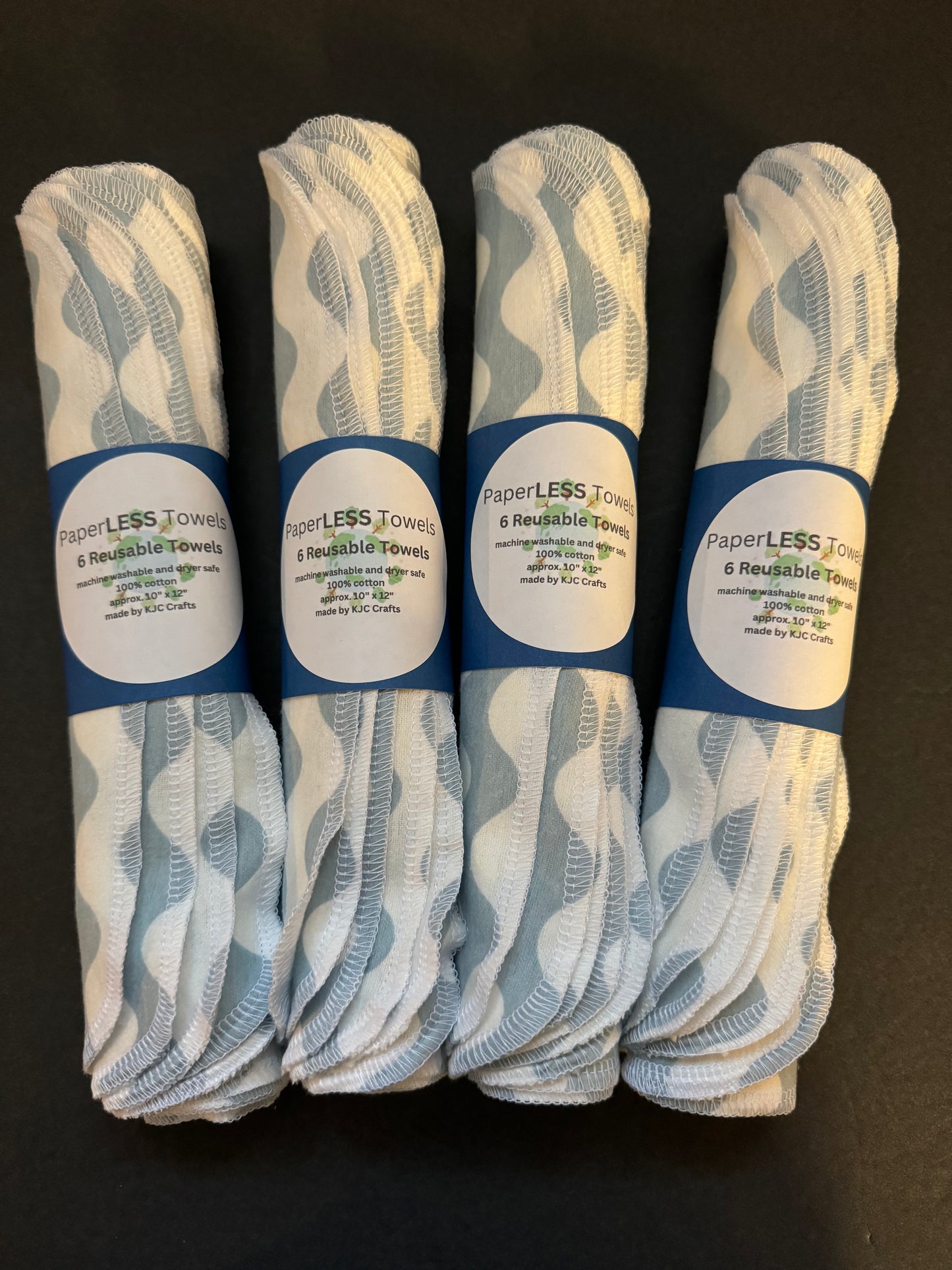 Blue and white striped paperless towels