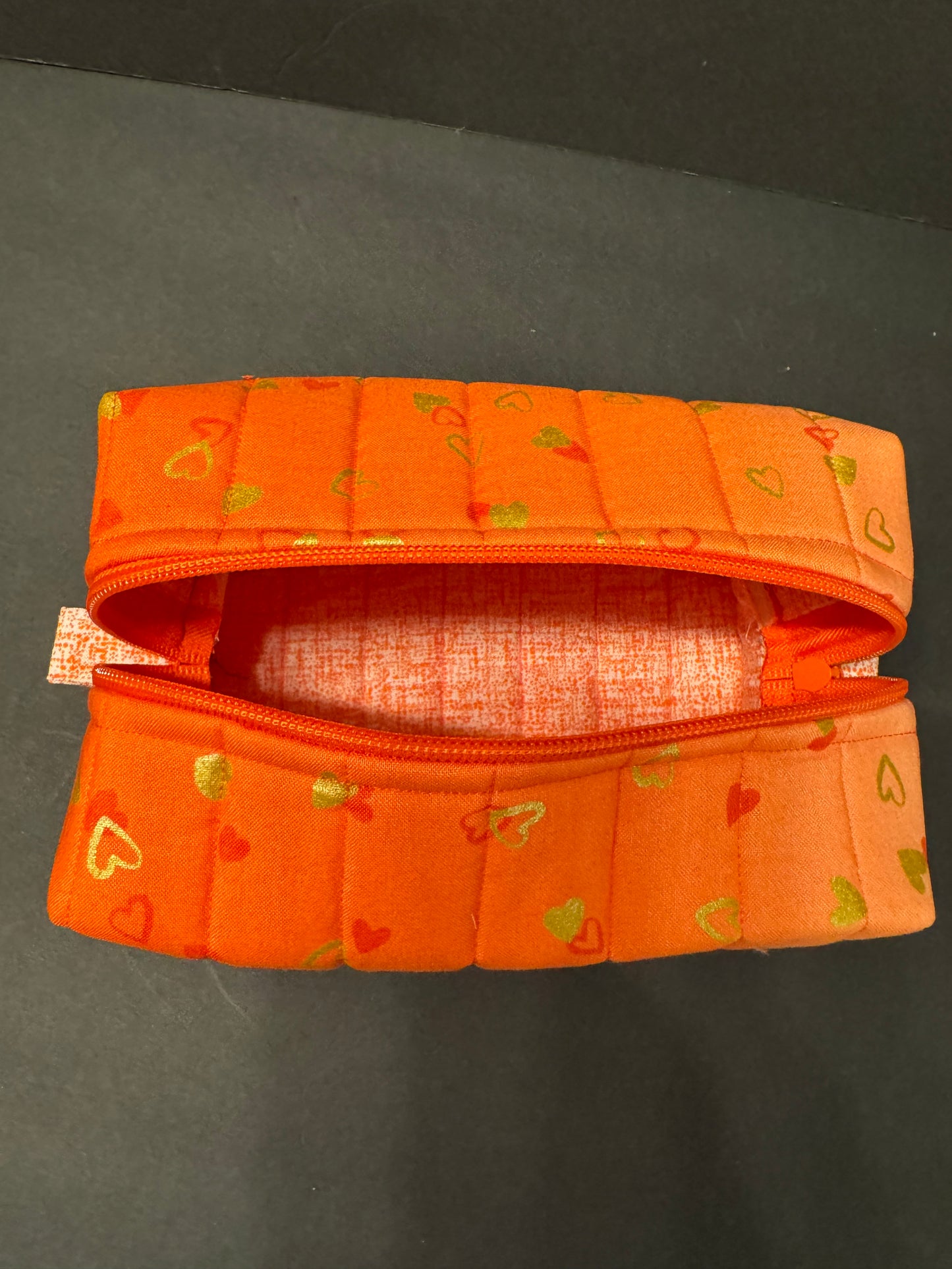 Orange Hearts Makeup Bag