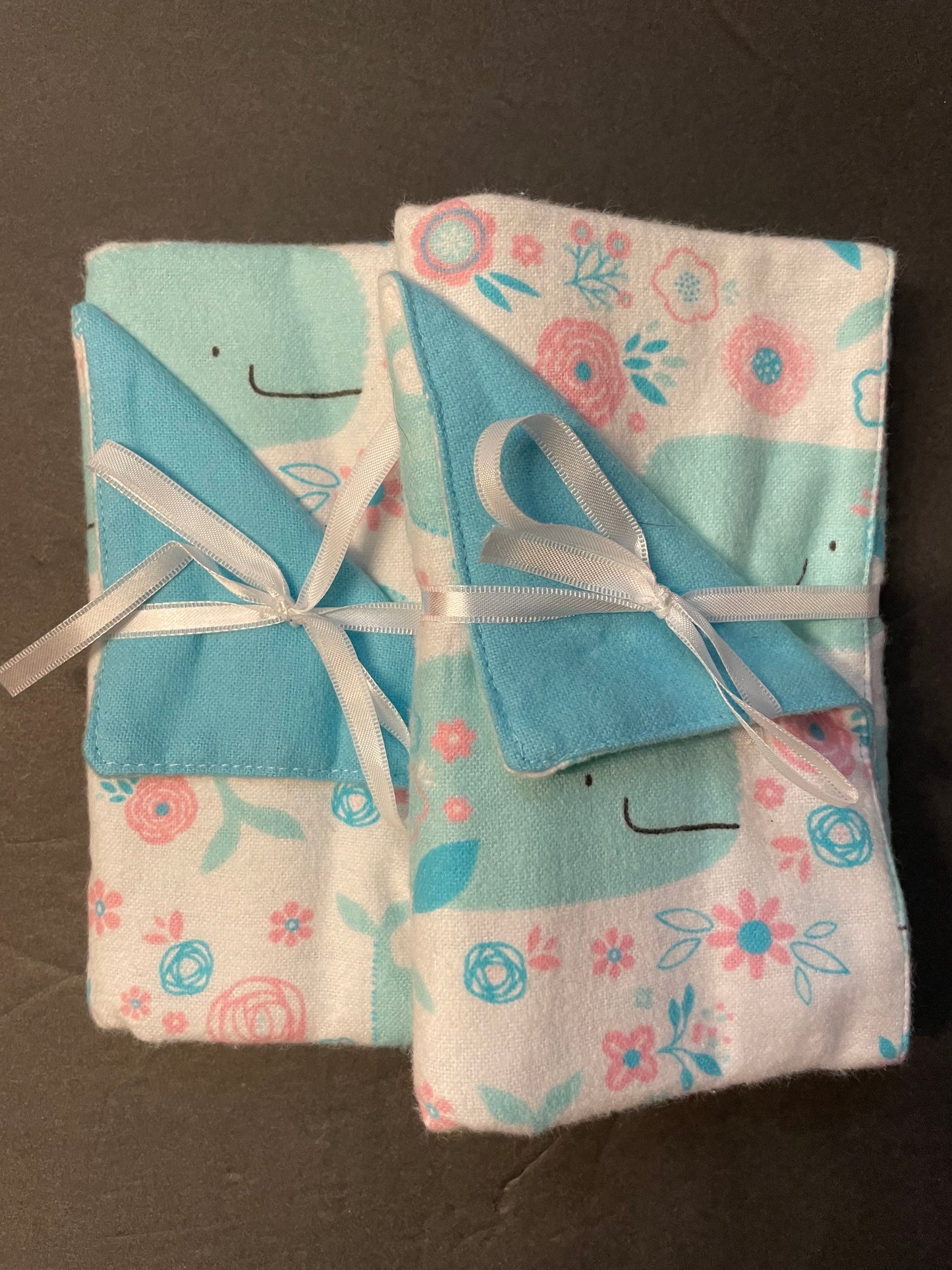 Pink and Blue Whale Baby Burp Rag