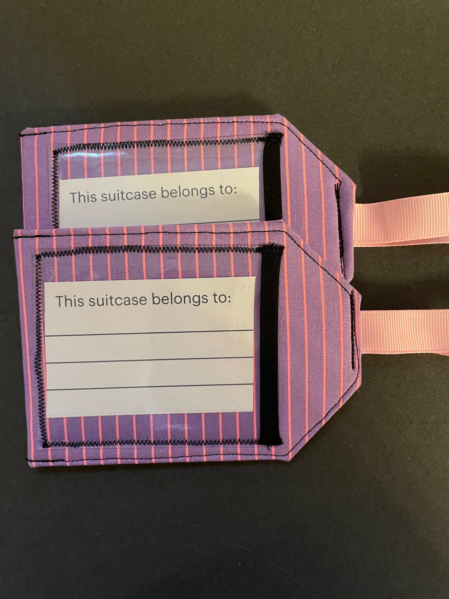 Purple and Pink Striped Luggage Tag