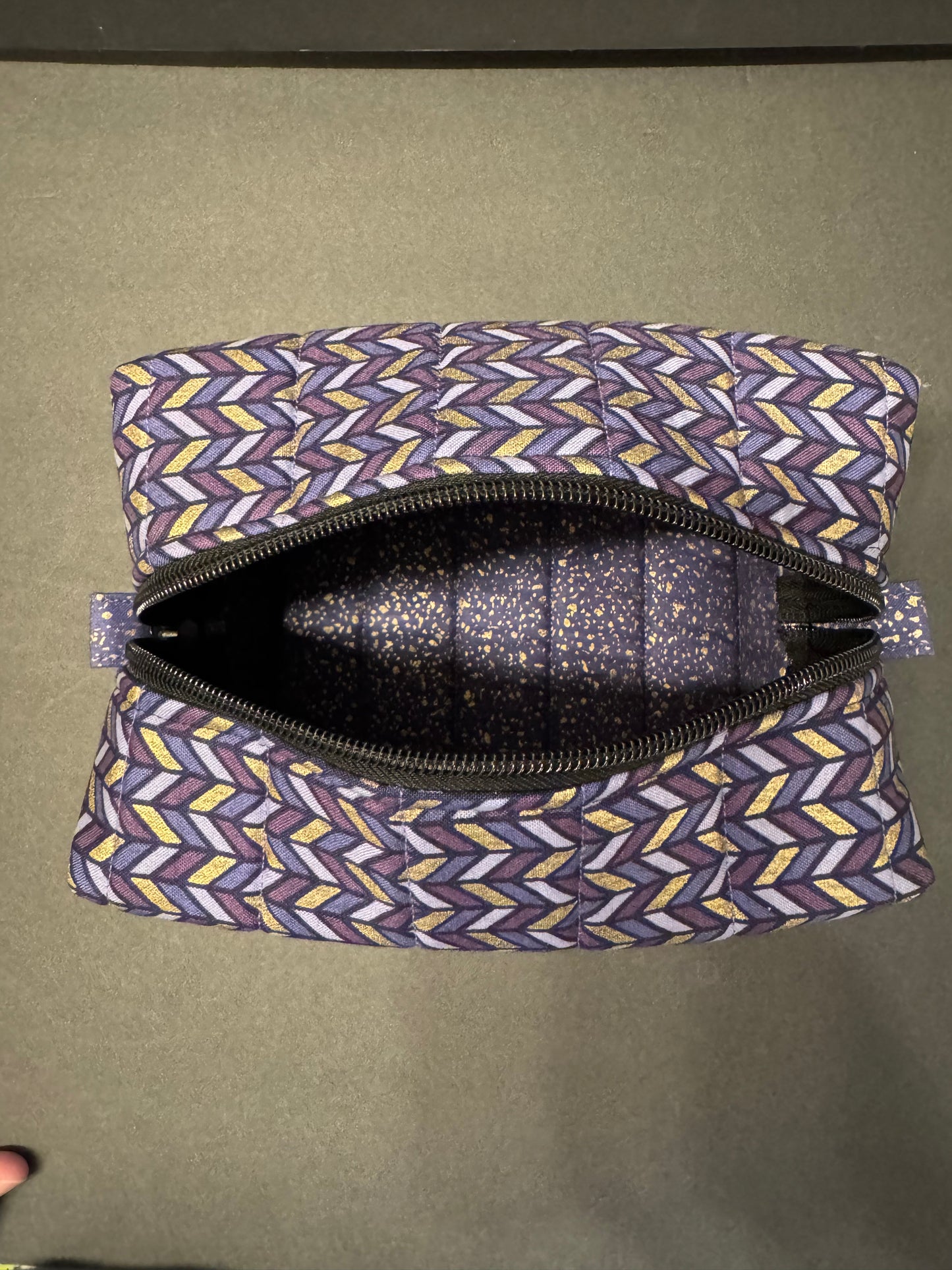 Purple and Gold Zigzag Makeup Bag