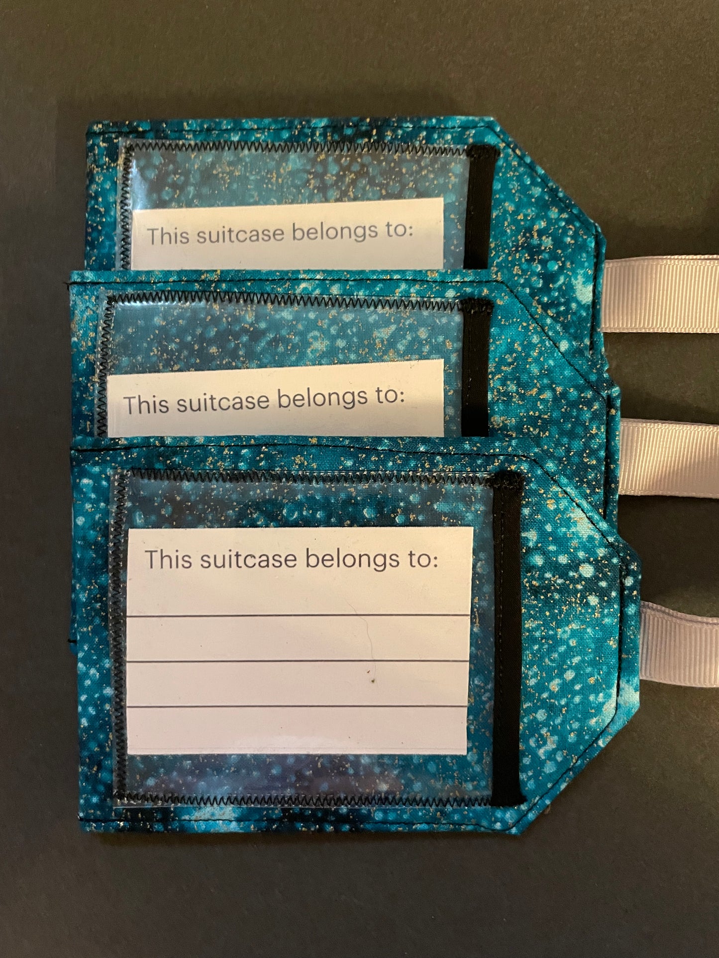 Teal Sparkle Luggage Tag