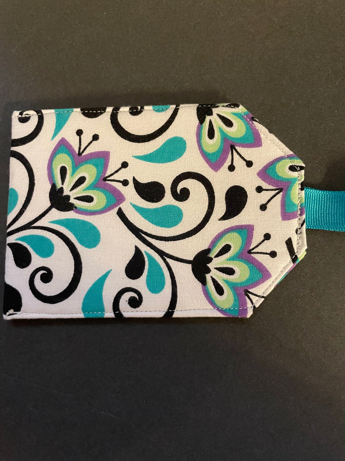 Teal and Purple Floral Luggage Tag