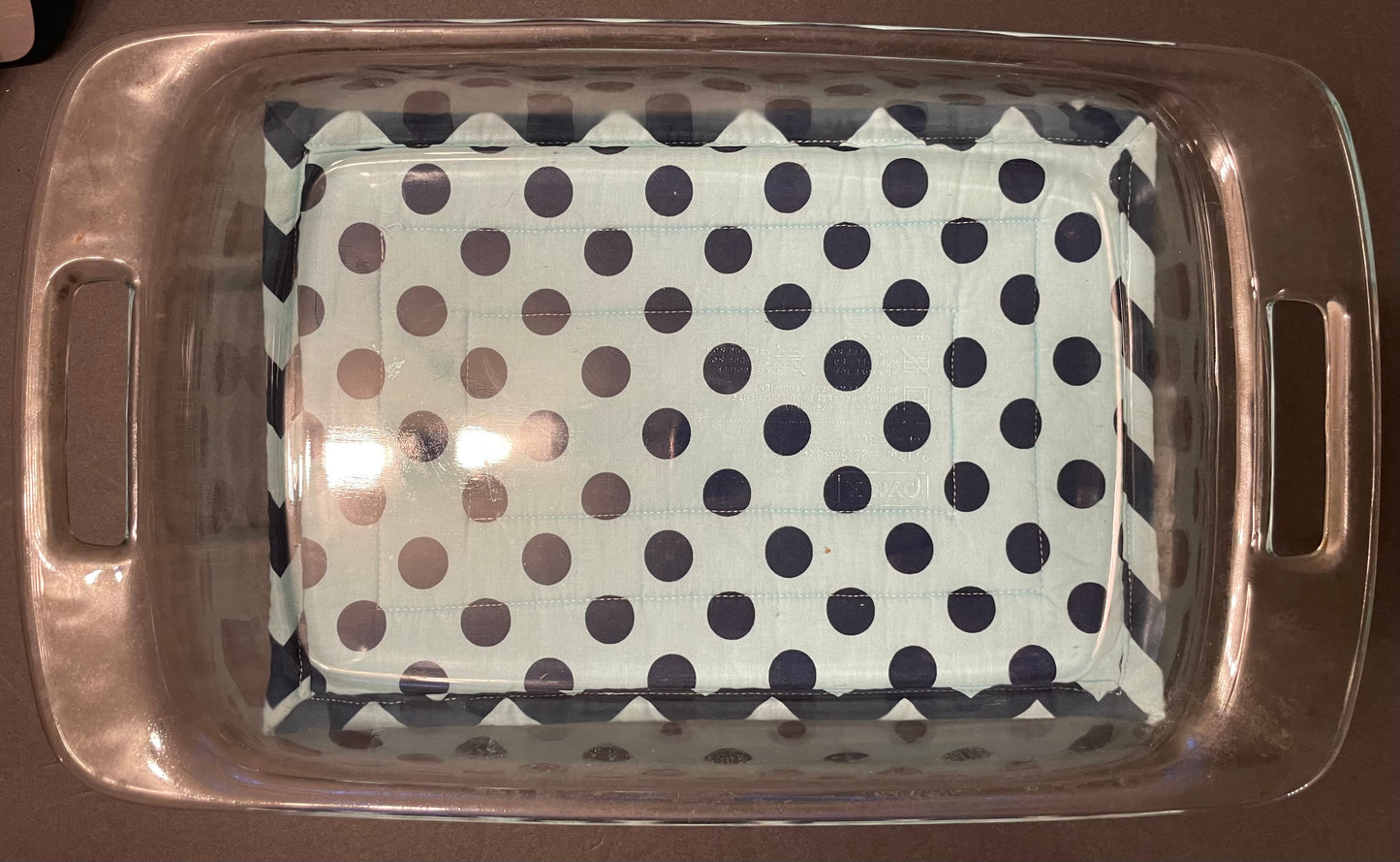 Blue Polka Dot and Chevron Casserole Trivet