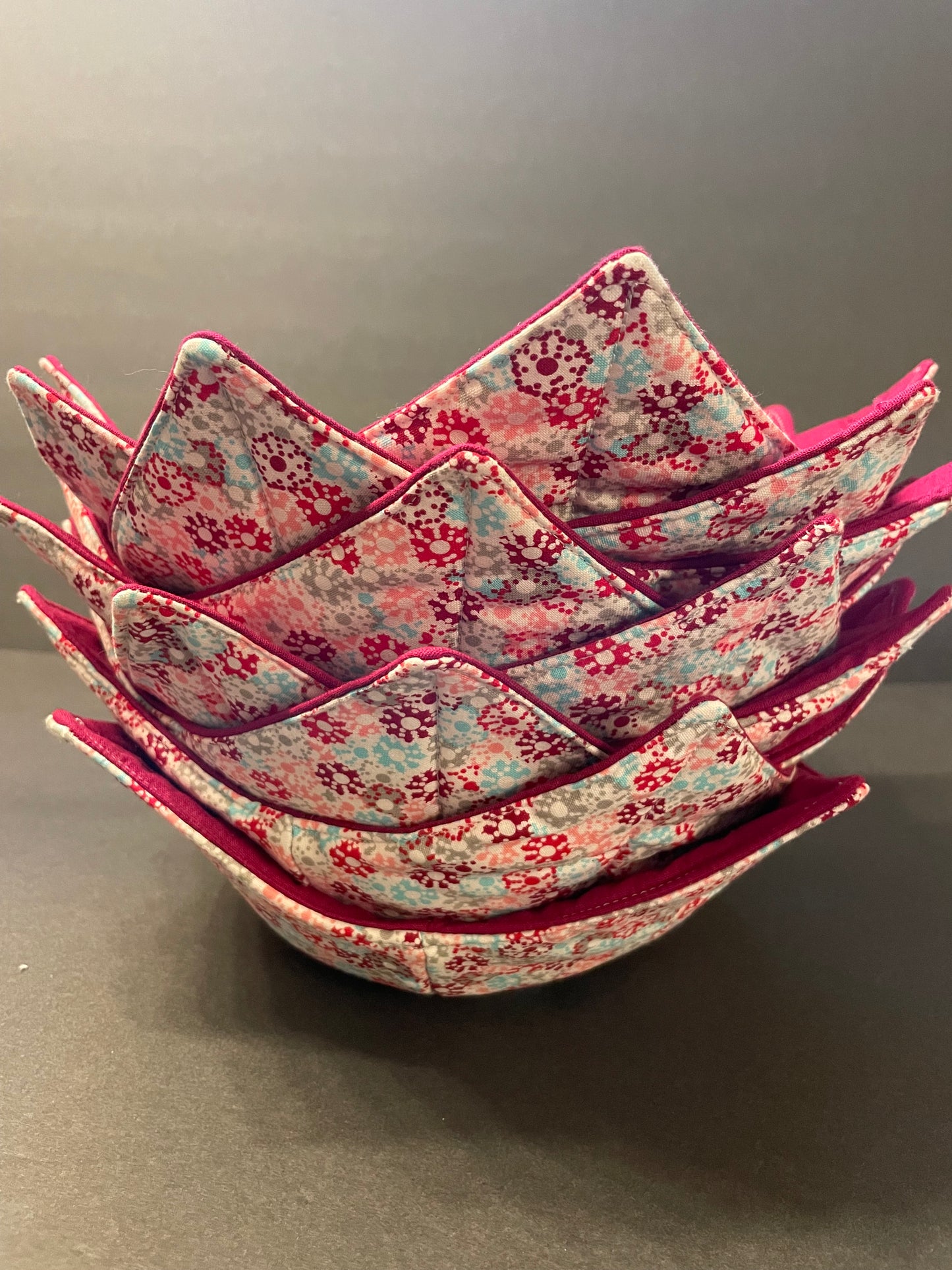 Dark Pink Floral Bowl Cozy