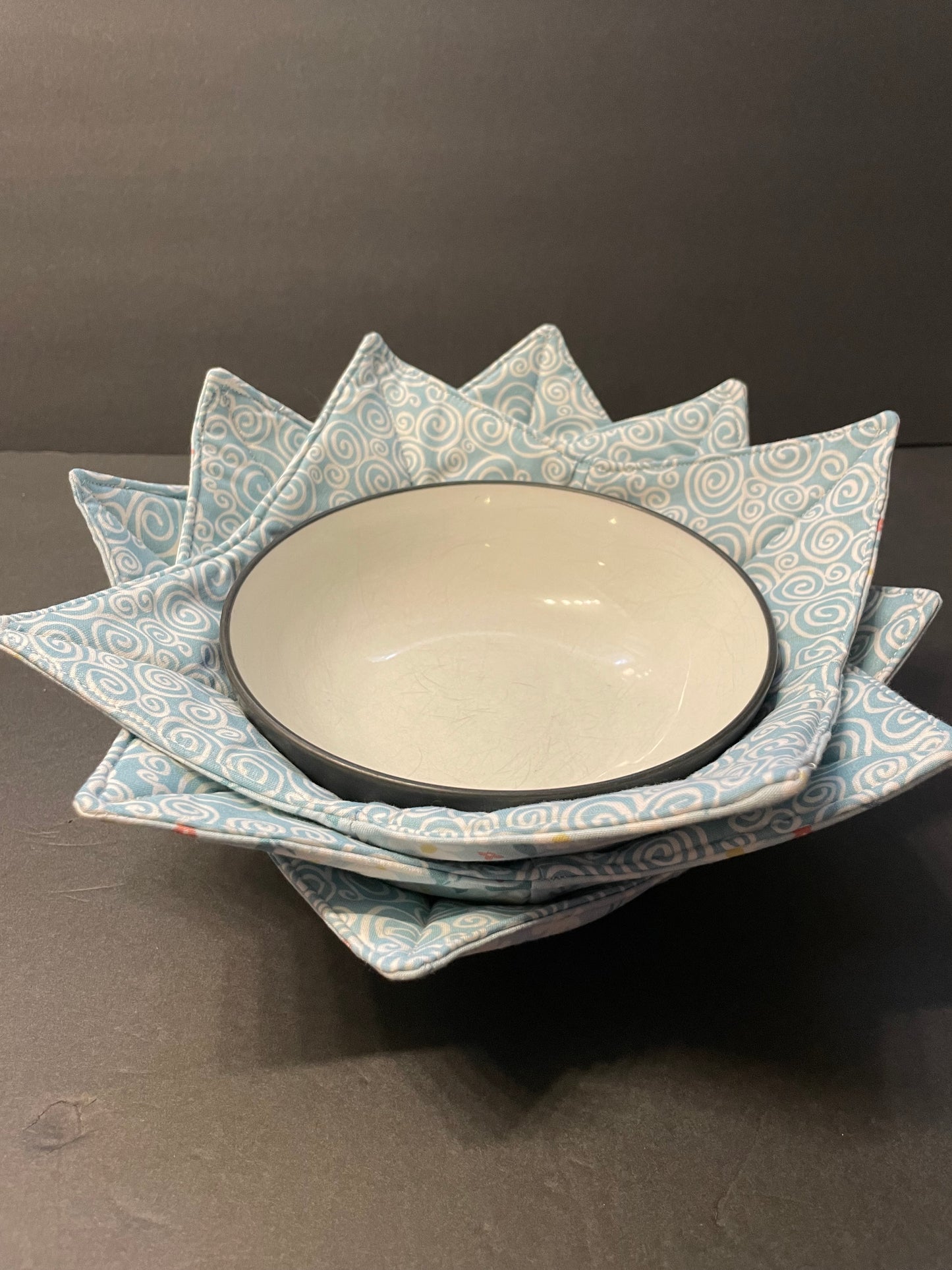 Blue and White Floral Bowl Cozy