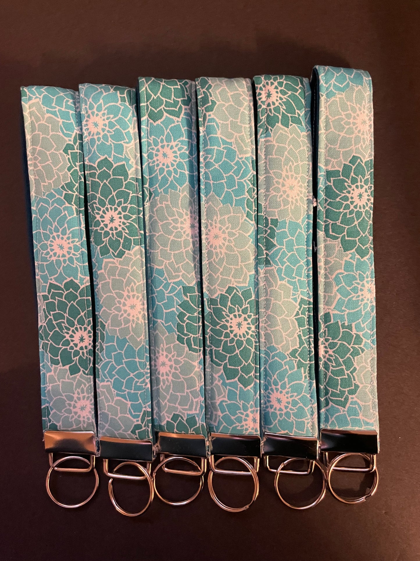 Blue, Teal and Green Floral Wristlet