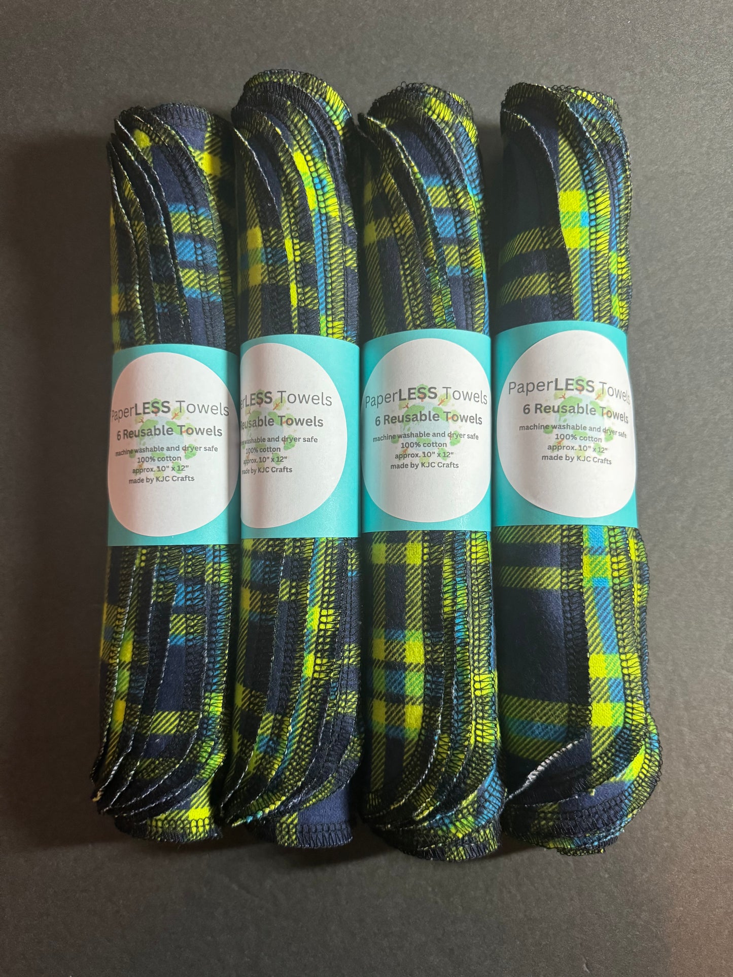 Green and Blue Plaid Reusable Towel