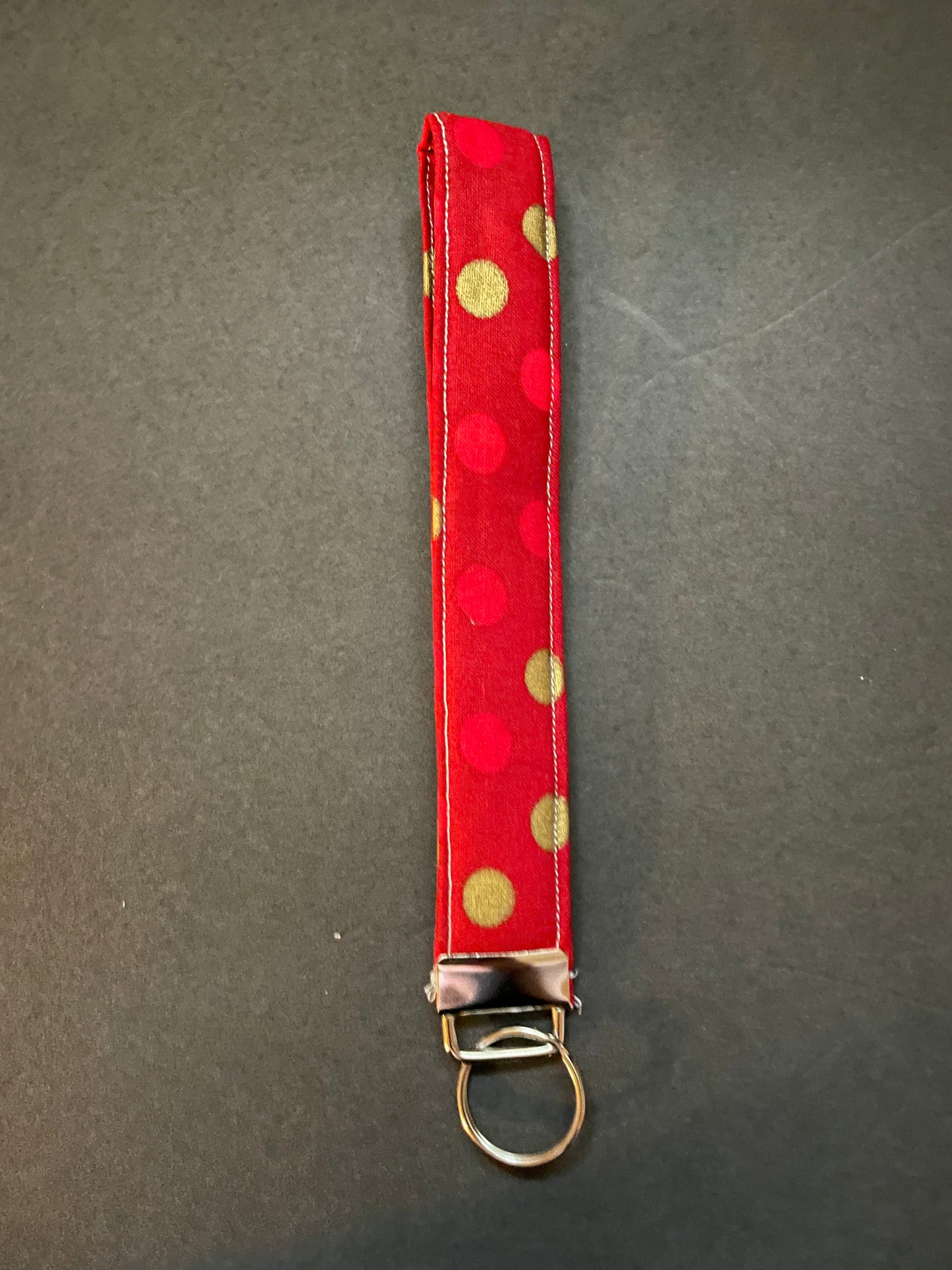 Red and Gold Polka Dot Wristlet