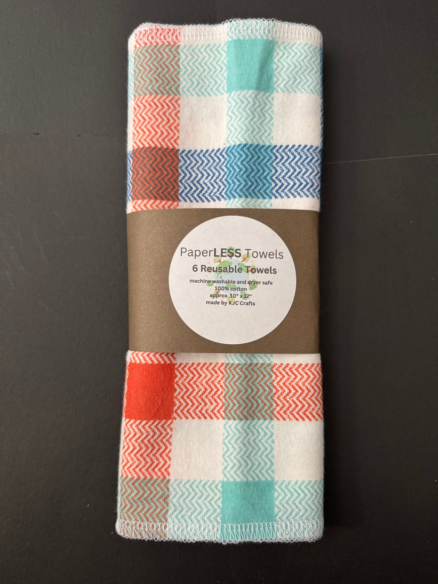 Blue and Orange Plaid - Reusable Towel