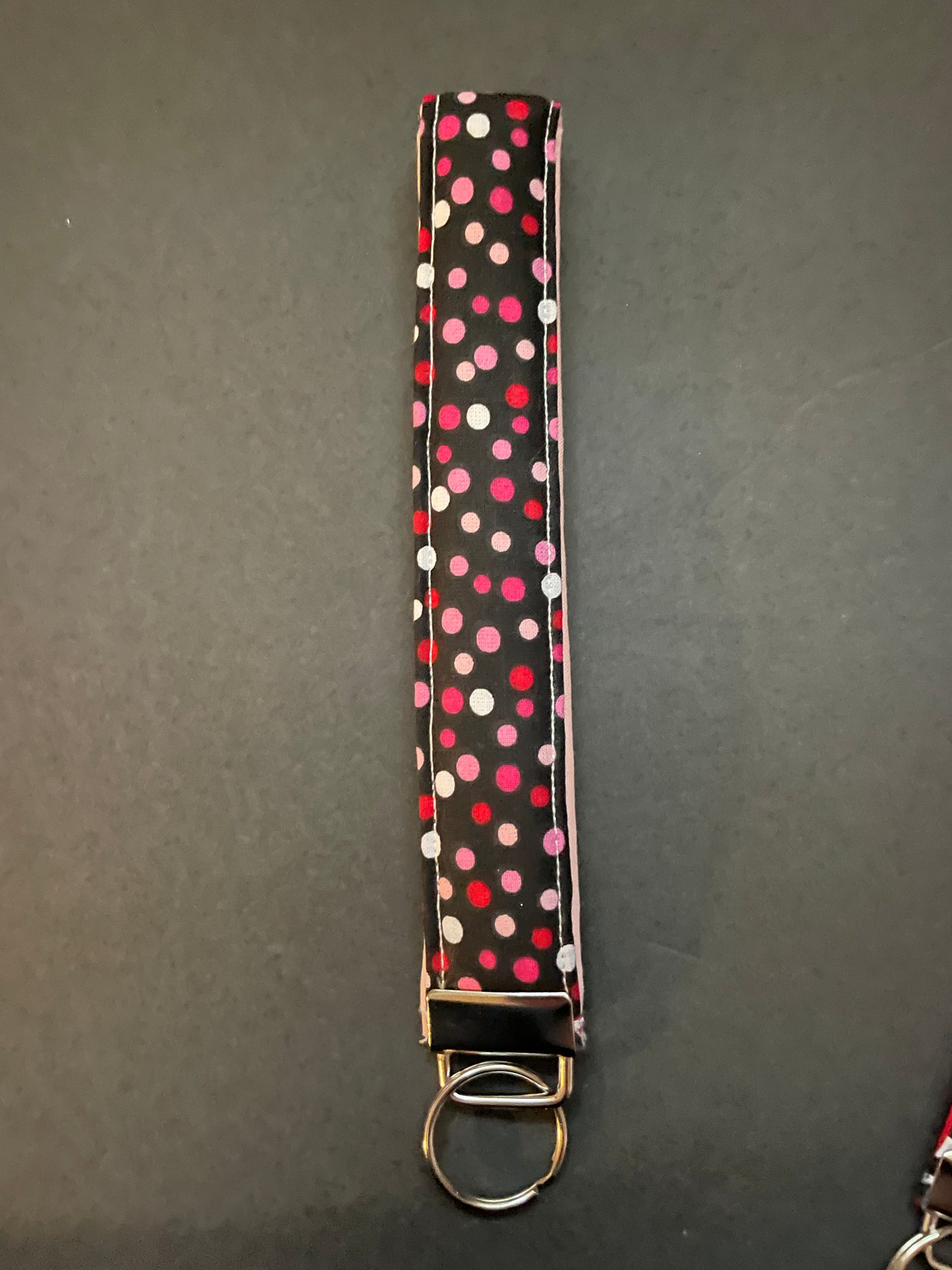 Pink, Red and Black Polka Dot Wristlet