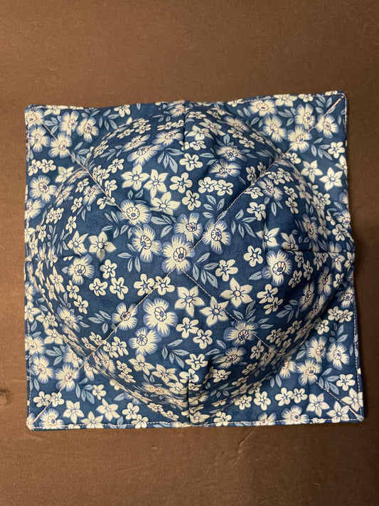 Teal Floral (White Flowers) Bowl Cozy