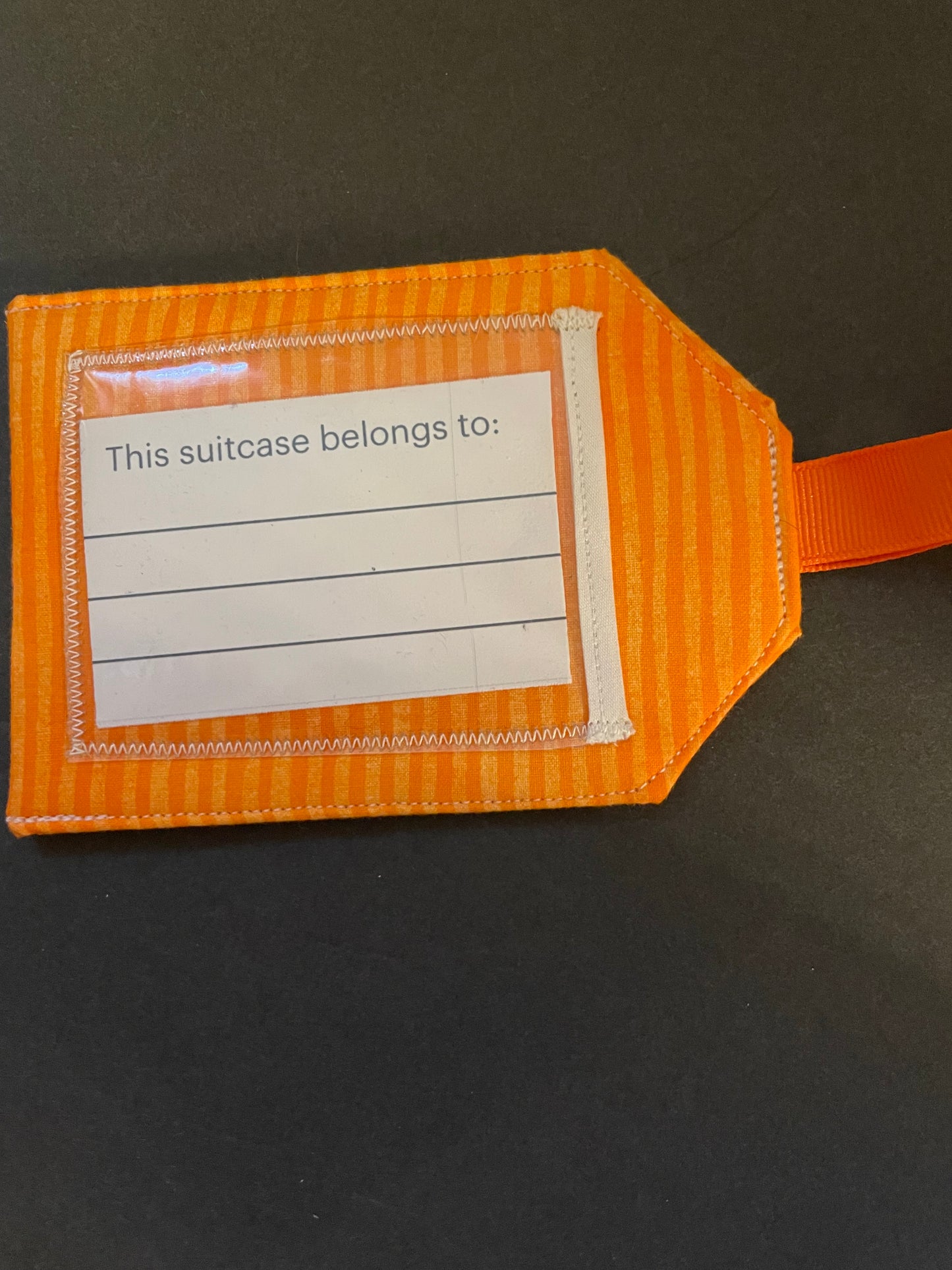 Orange Striped Luggage Tag