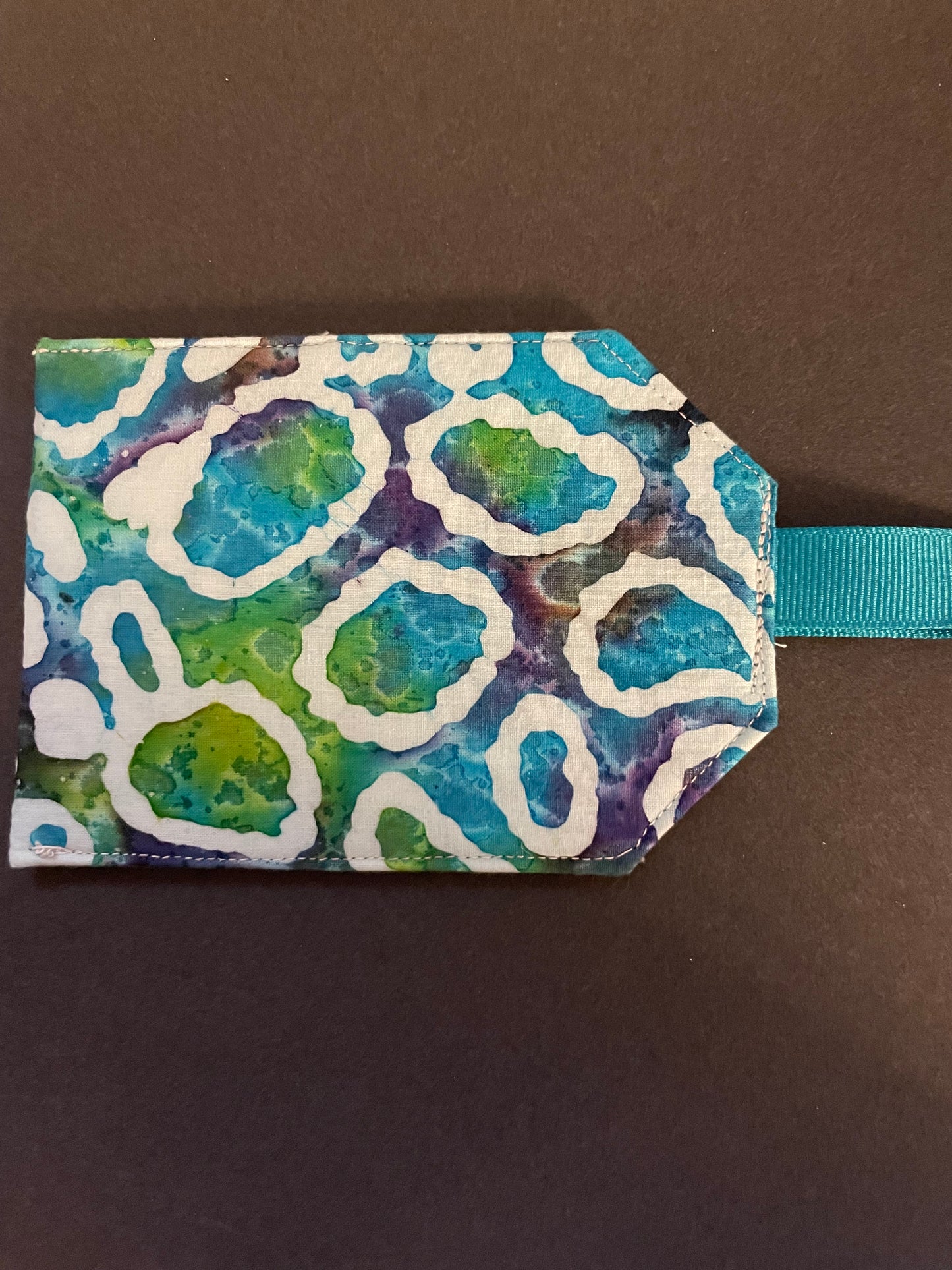 Teal and Green Batik Luggage Tag