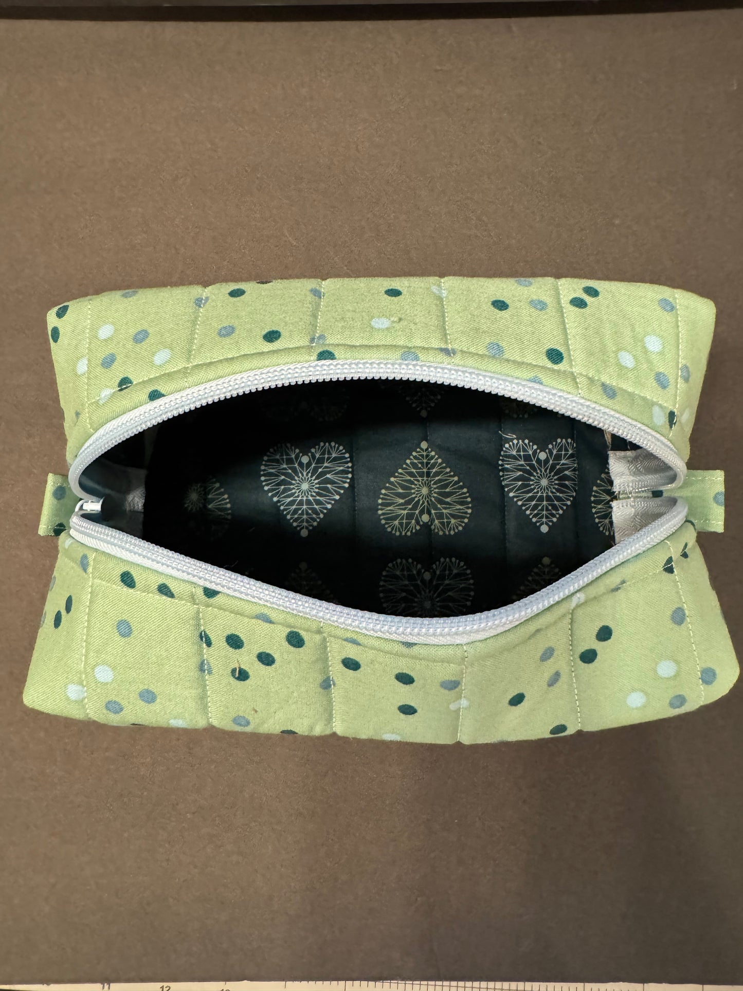 Green Polka Dot Makeup Bag