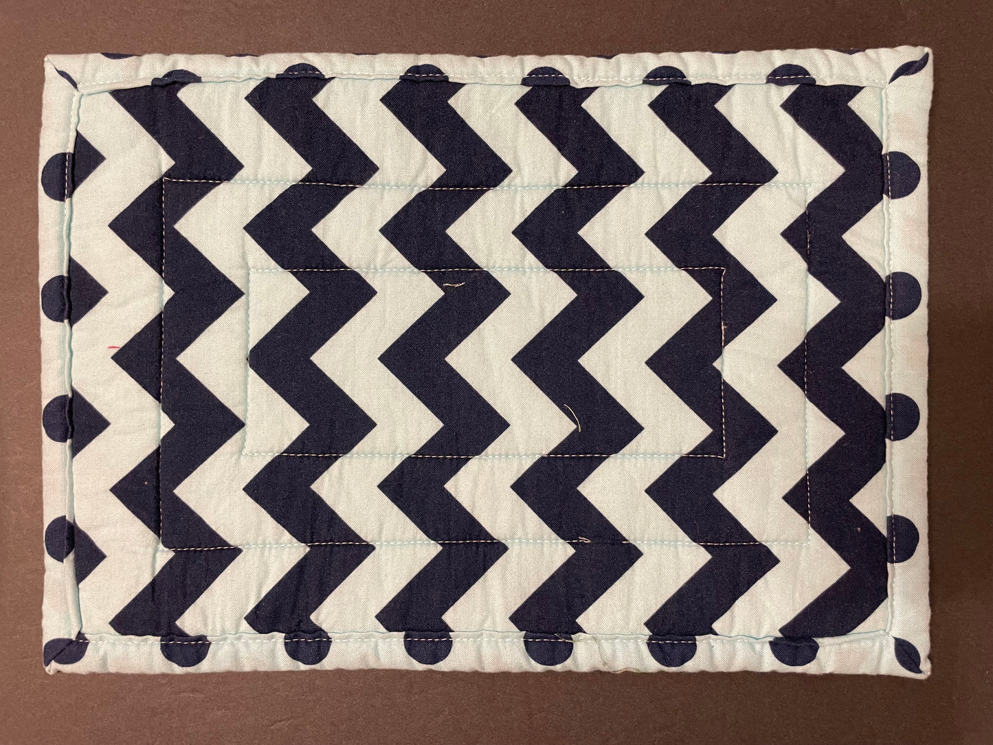 Blue Chevron and Polka Dot Casserole Trivet