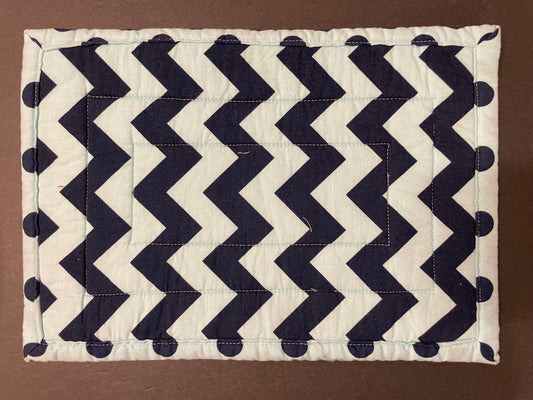 Blue Chevron and Polka Dot Casserole Trivet