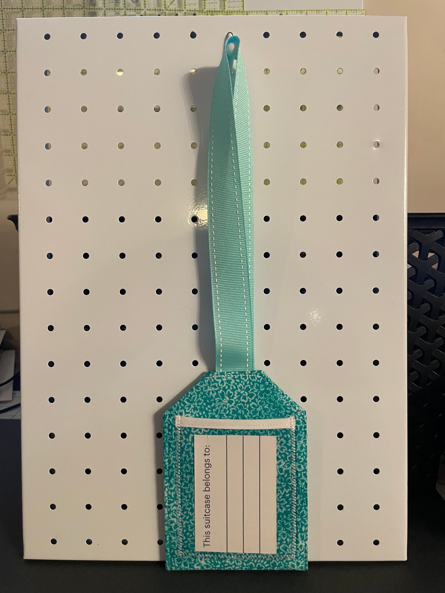 Teal Floral Luggage Tag