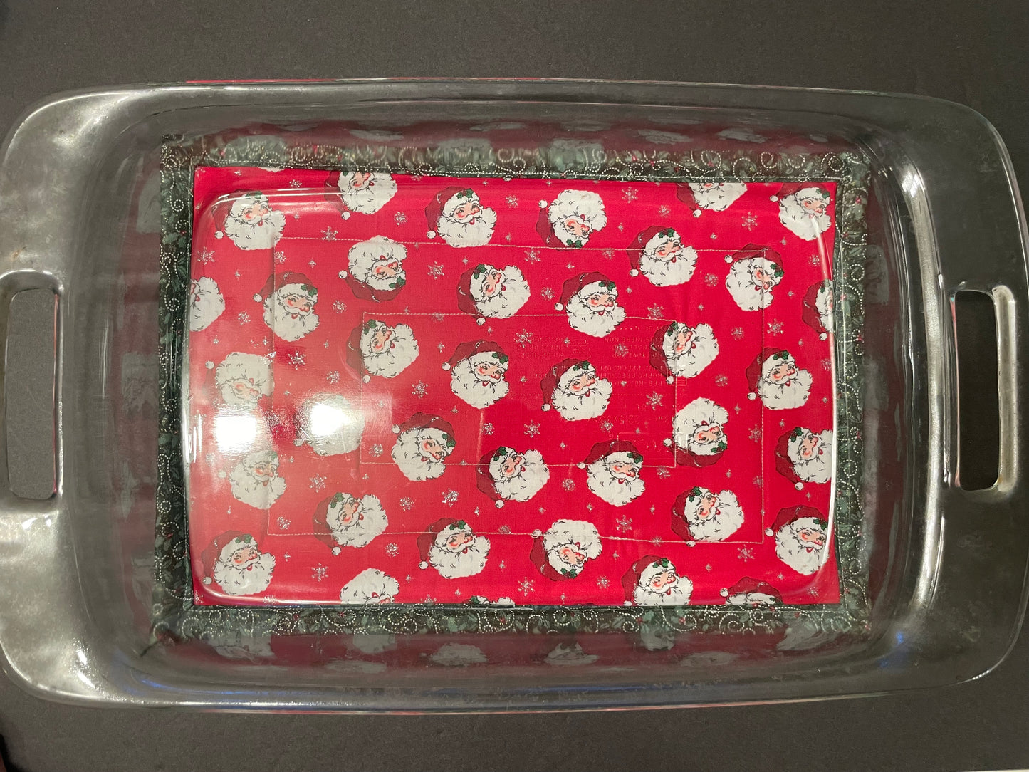 Santa and Holly Casserole Trivet