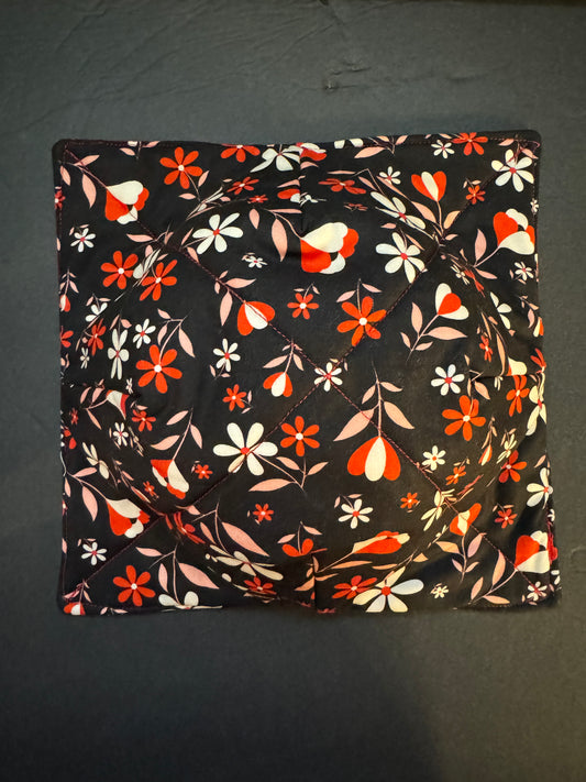 Black and Red Floral Bowl Cozy