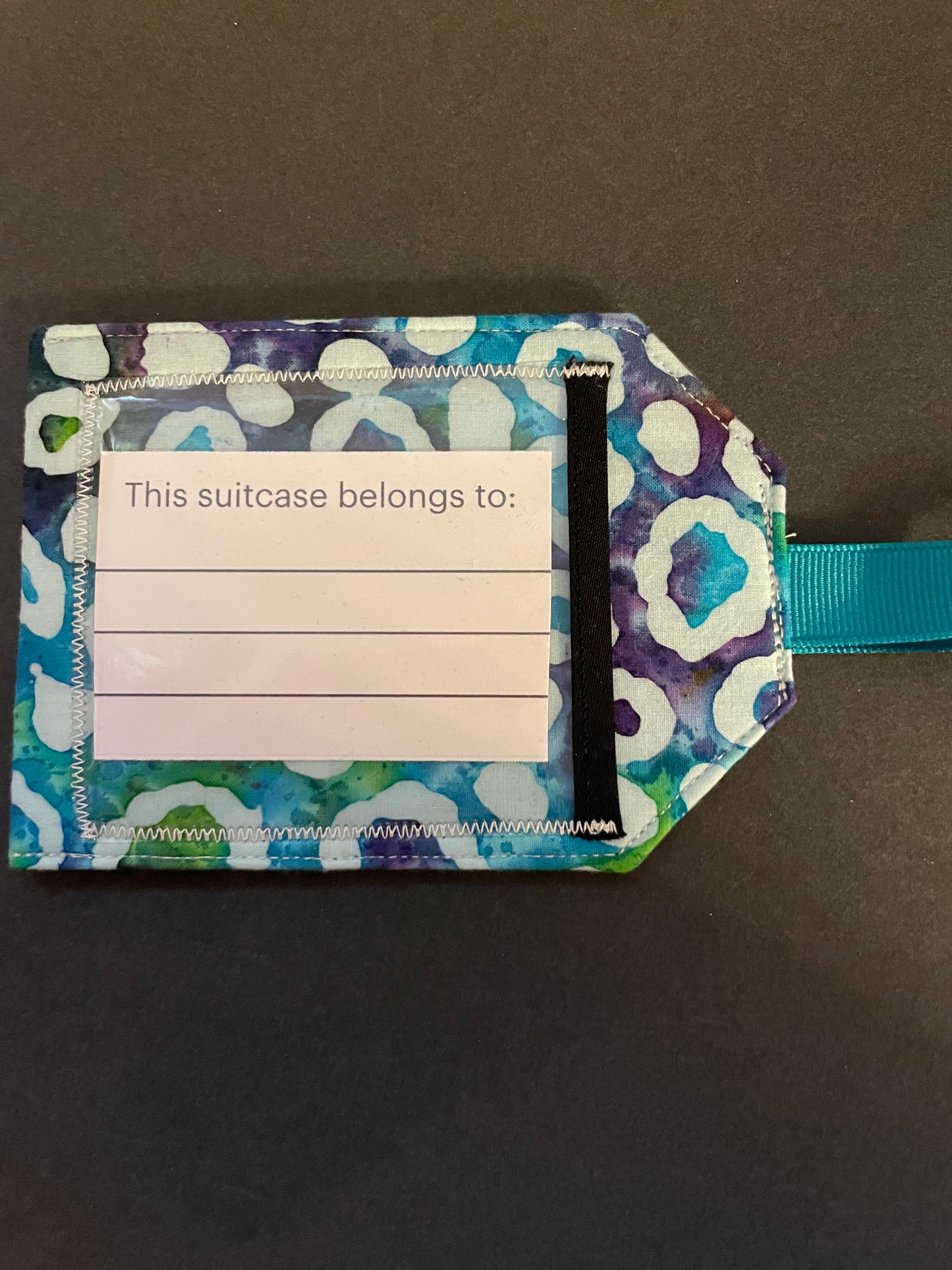 Teal and Green Batik Luggage Tag