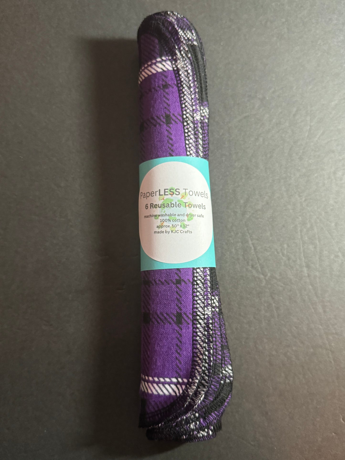Purple Plaid Reusable Towel