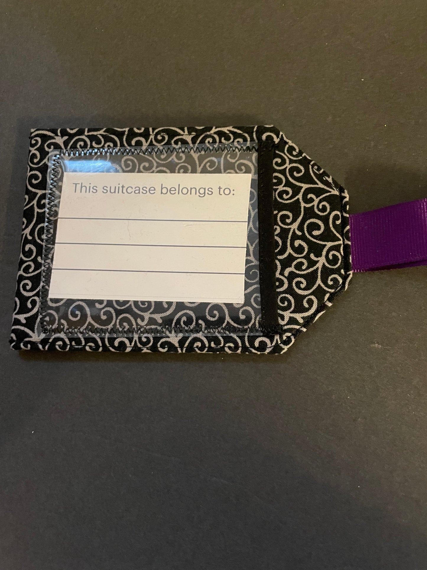 Black and Silver Swirl Luggage Tag