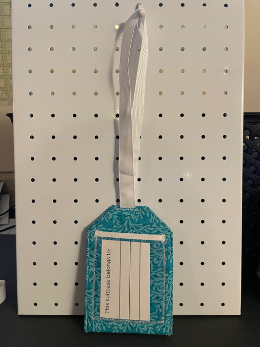 Teal Floral Luggage Tag