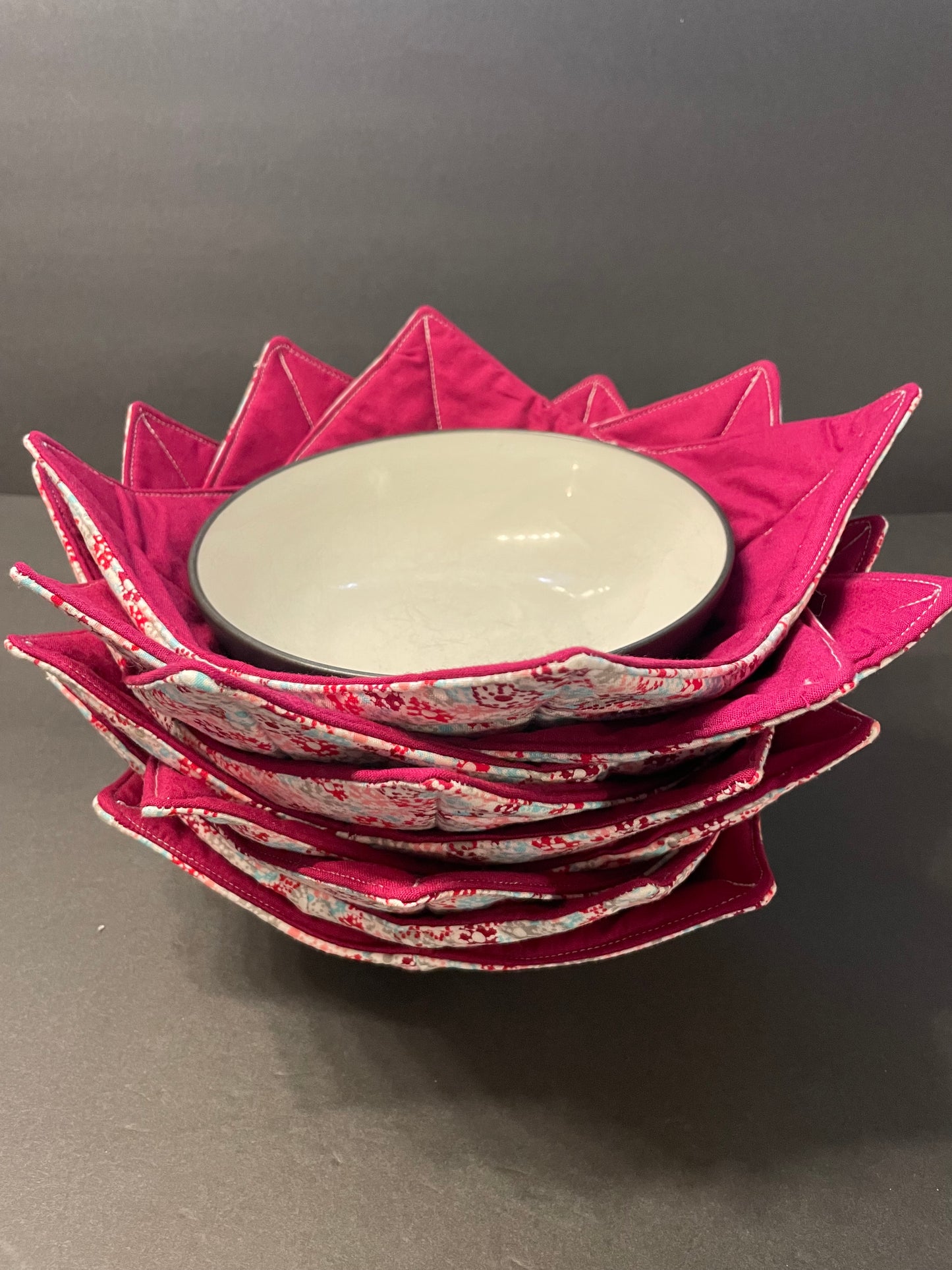 Dark Pink Floral Bowl Cozy