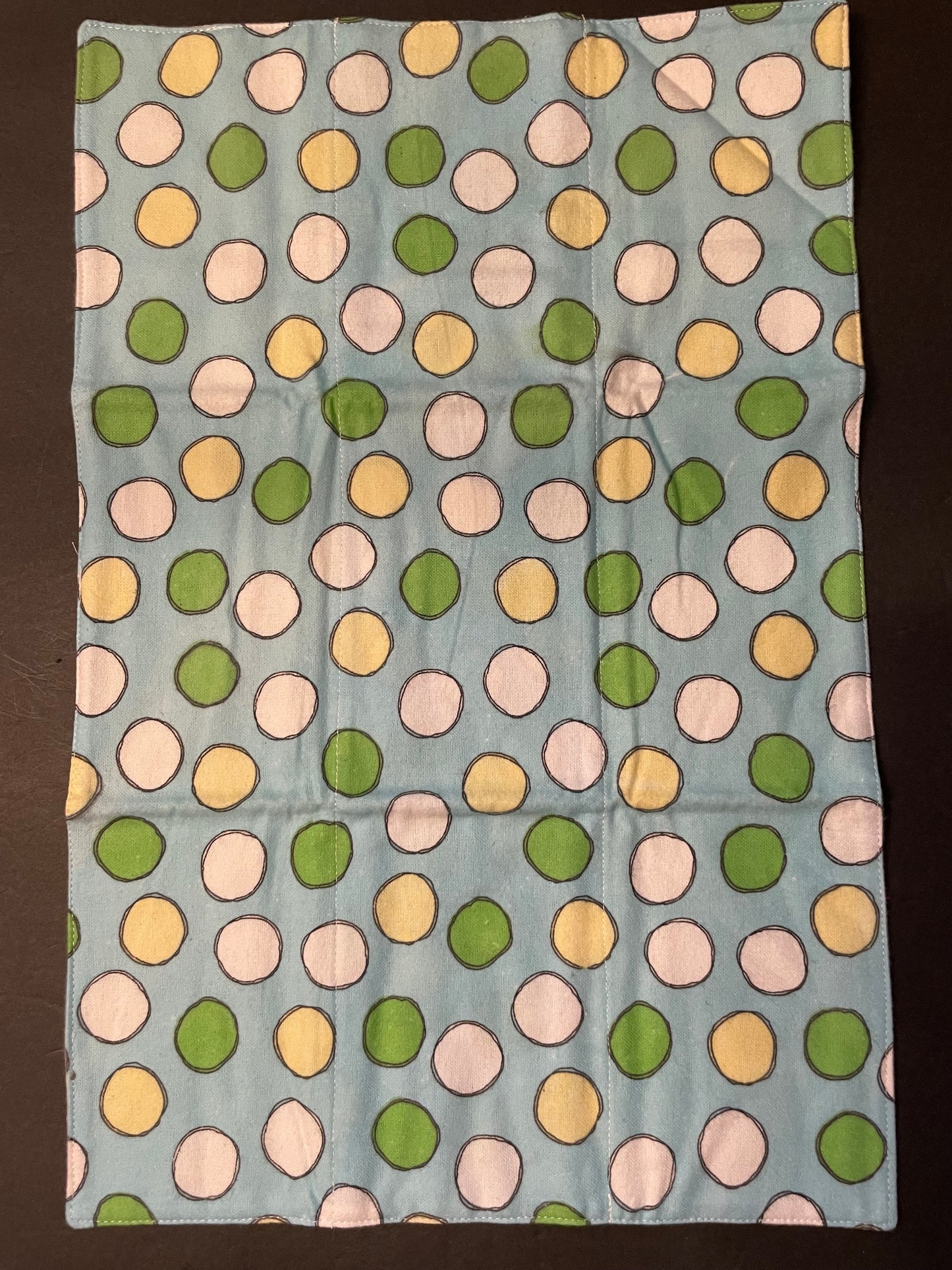 Yellow, Blue and Green Polka Dot Baby Burp Rag