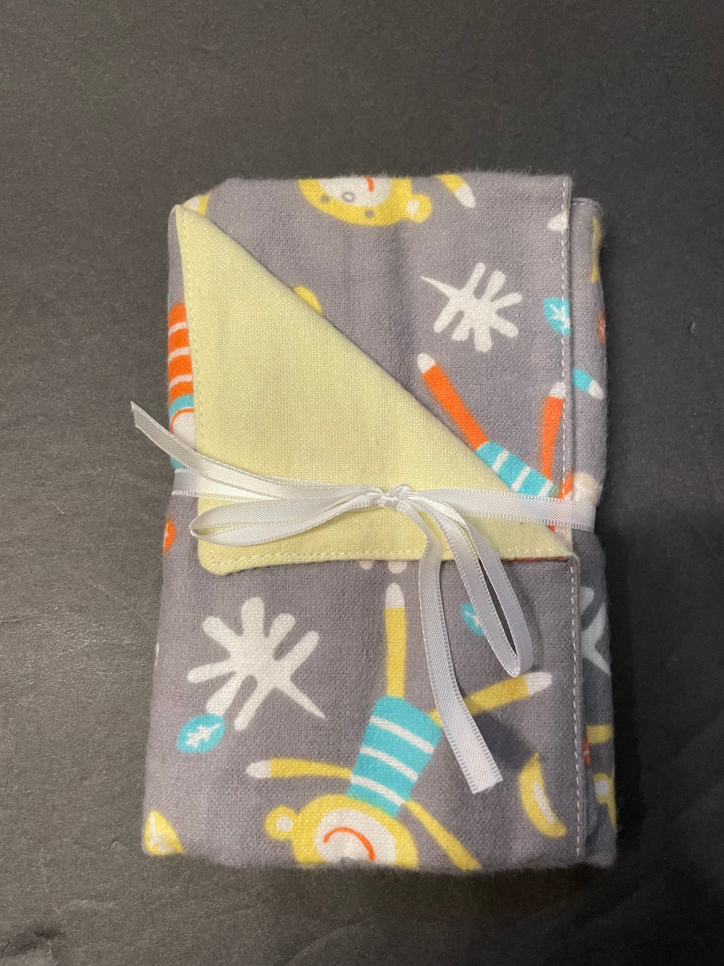 Grey Monkey Baby Burp Rag