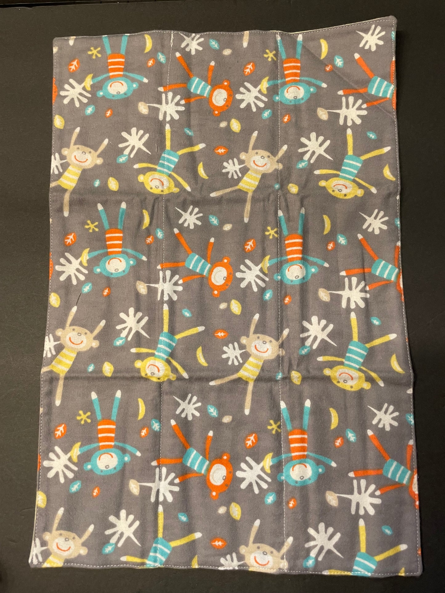 Grey Monkey Baby Burp Rag