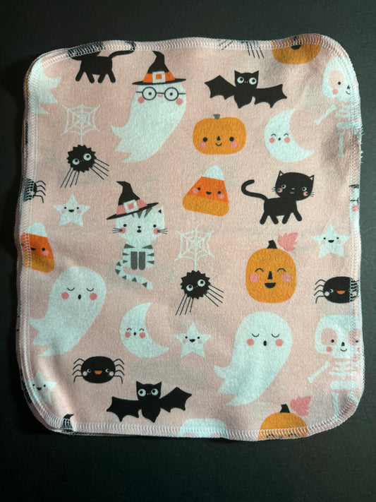 Pink Halloween Reusable Towel - cats, ghosts and pumpkins