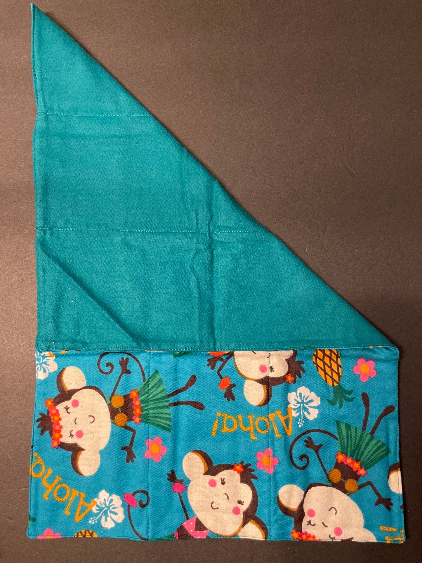 Teal Monkey Baby Burp Rag