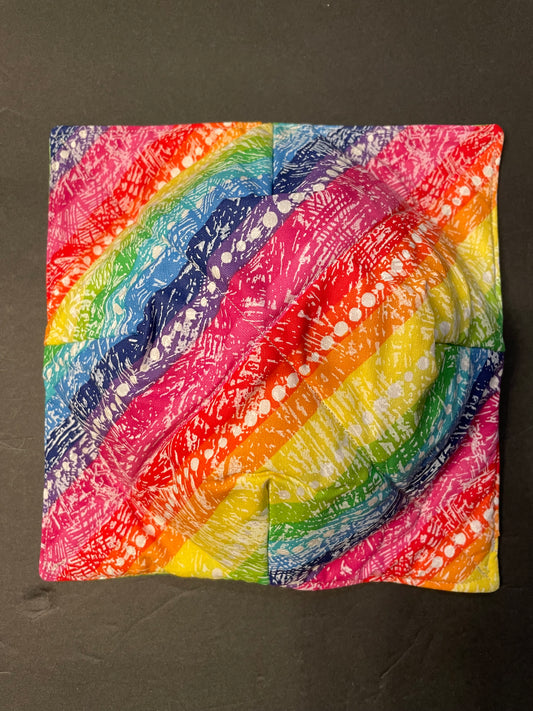 Rainbow Bowl Cozy with Green Swirls