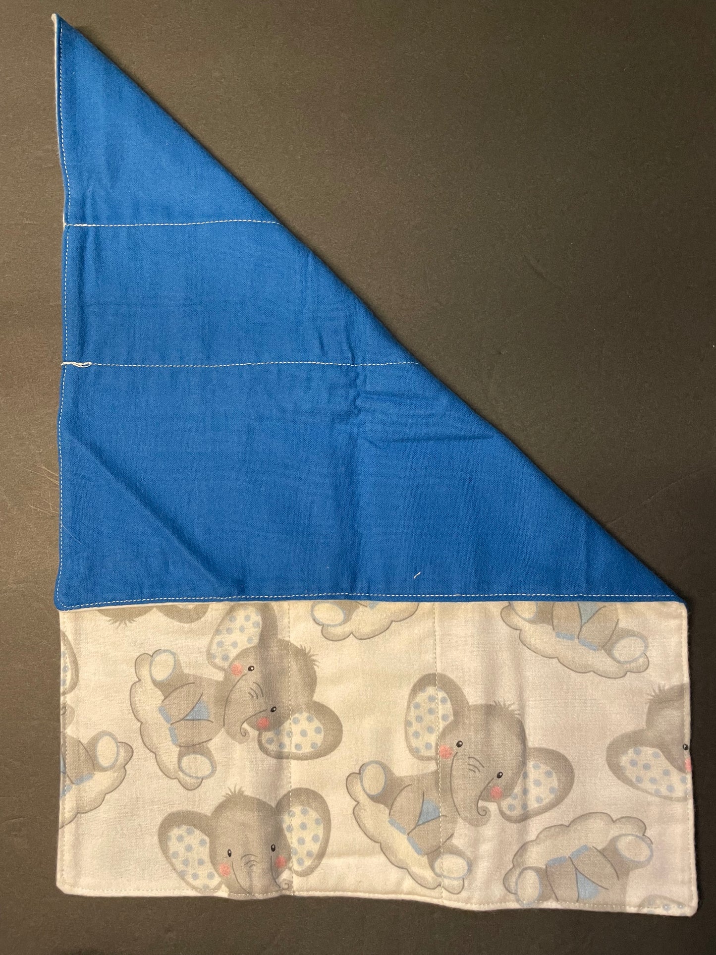 Grey and Blue Elephant Baby Burp Rag