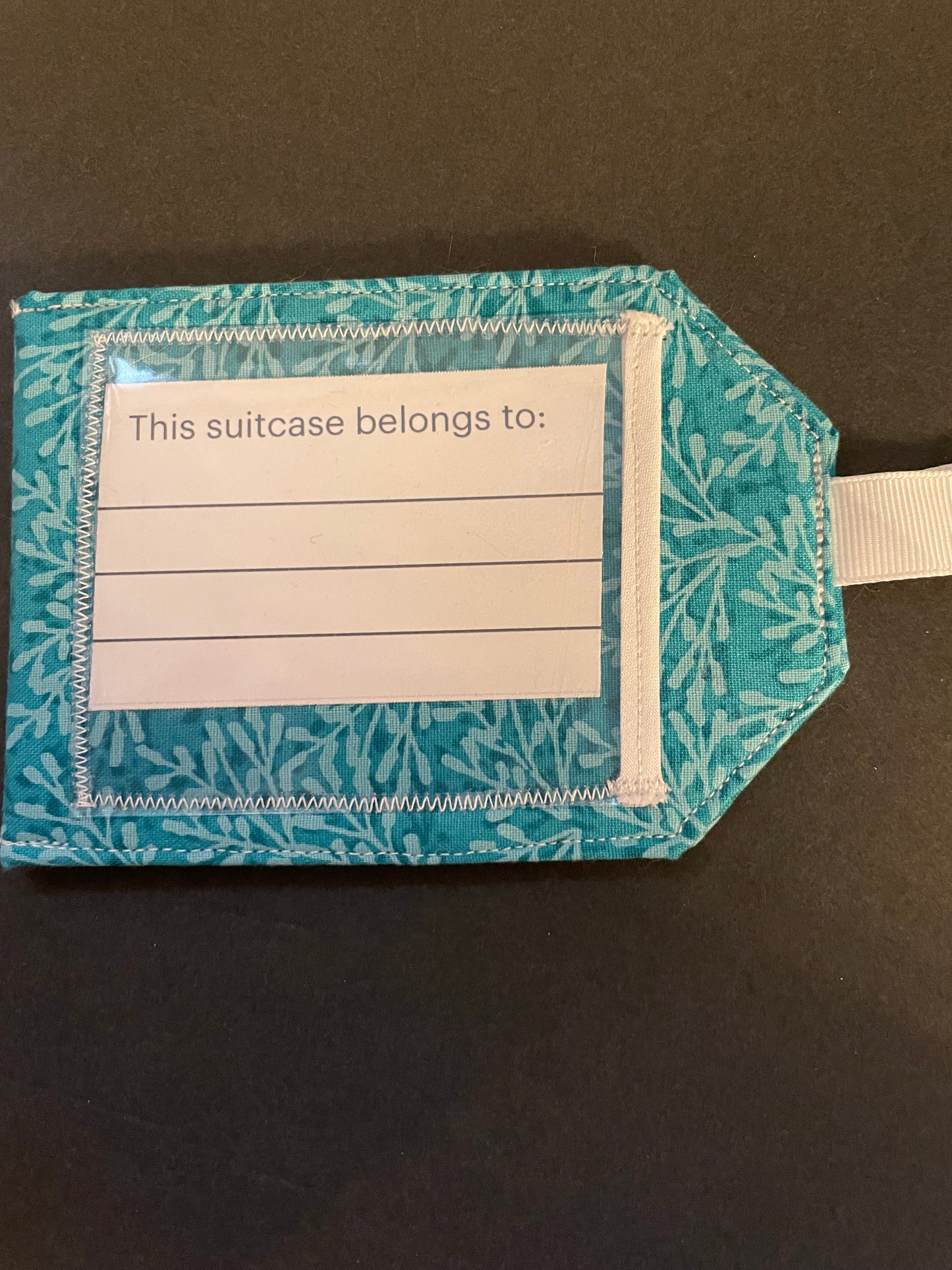Teal Floral Luggage Tag