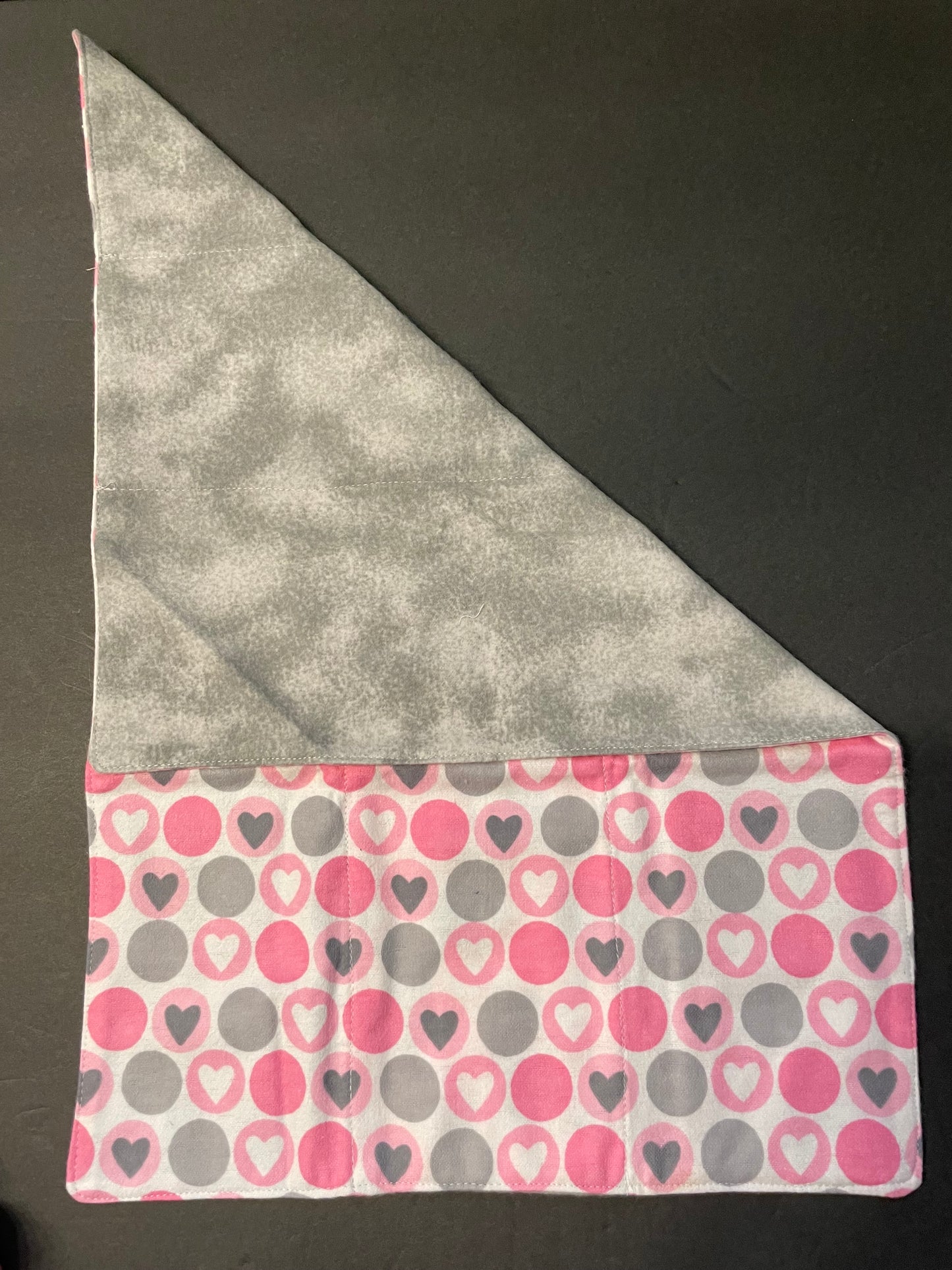 Pink and Grey Heart Baby Burp Rag