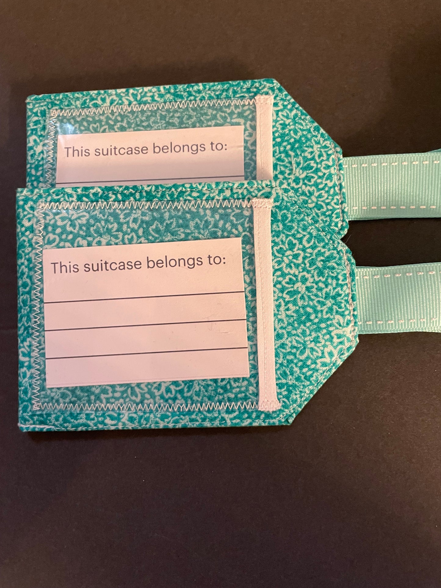 Teal Floral Luggage Tag