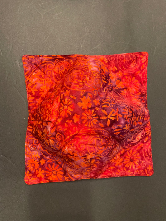 Red-Orange Batik Bowl Cozy