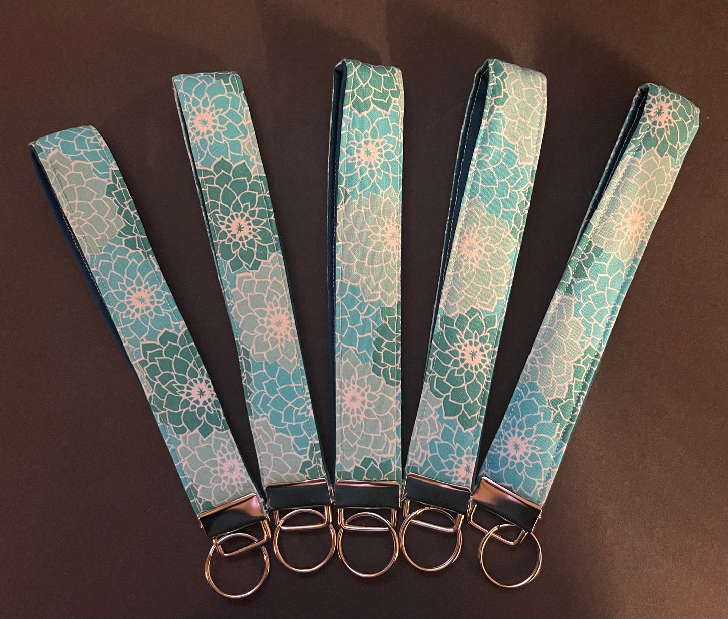 Blue, Teal and Green Floral Wristlet