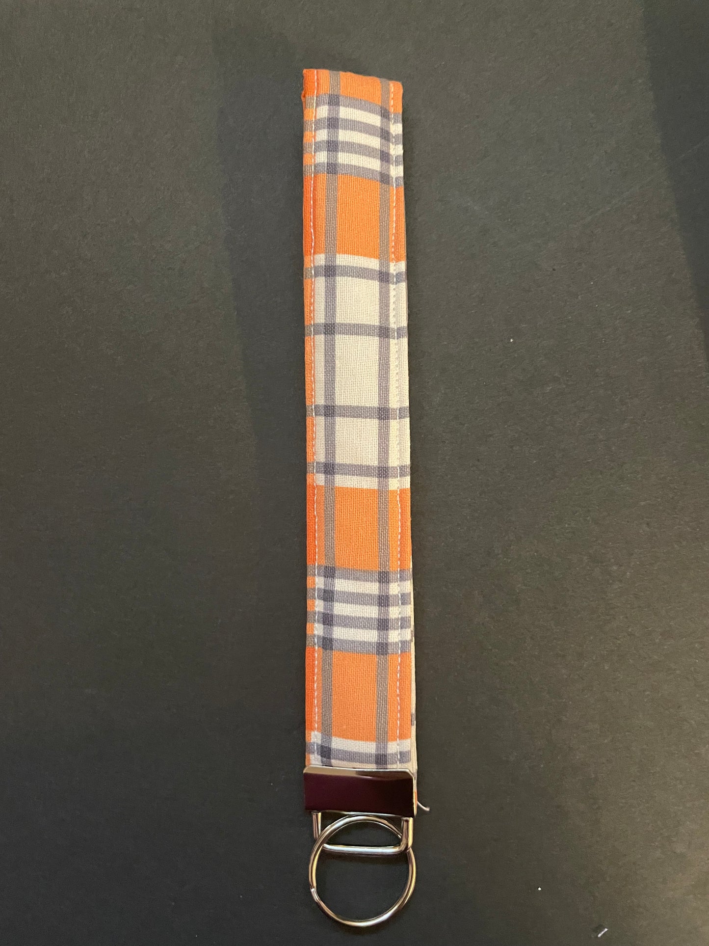Orange Plaid Wristlet