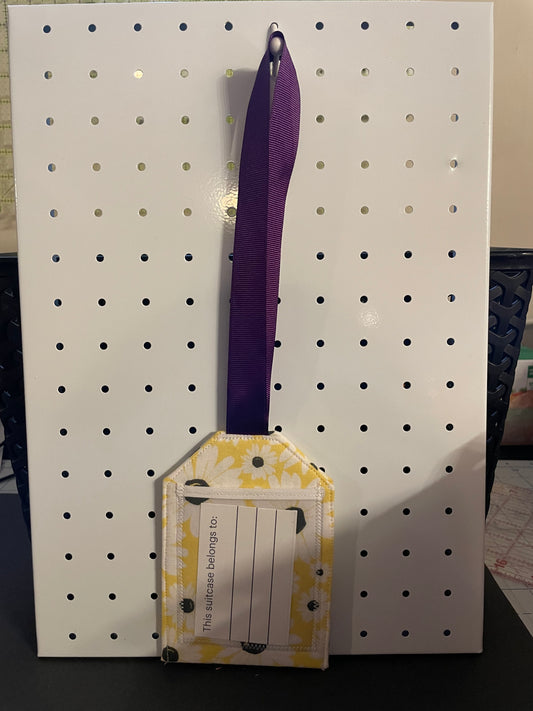 Yellow Floral Luggage Tag