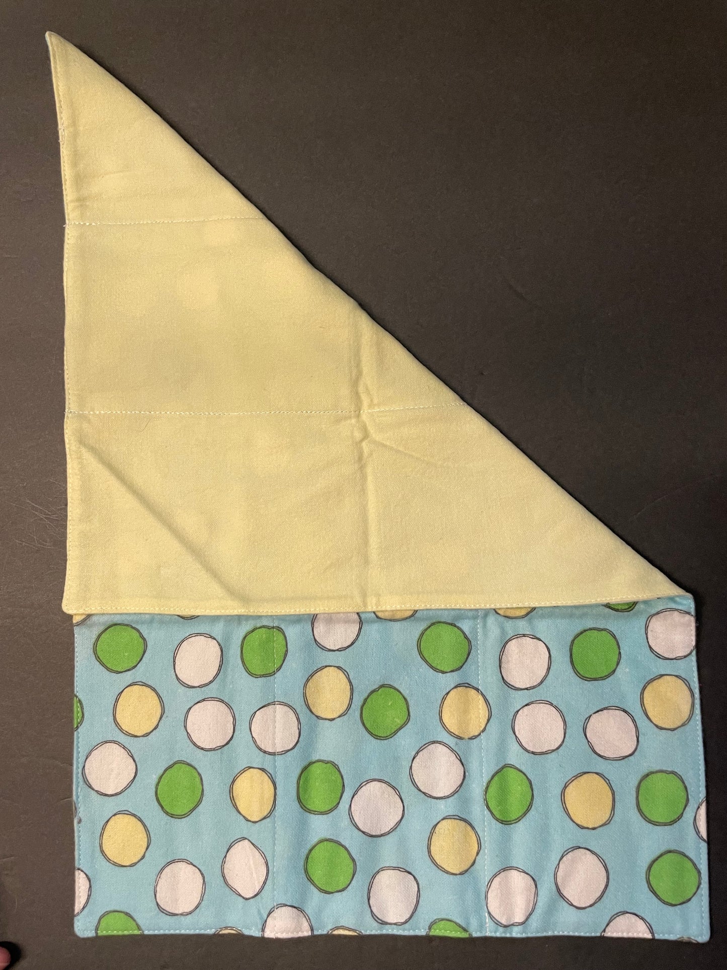 Yellow, Blue and Green Polka Dot Baby Burp Rag