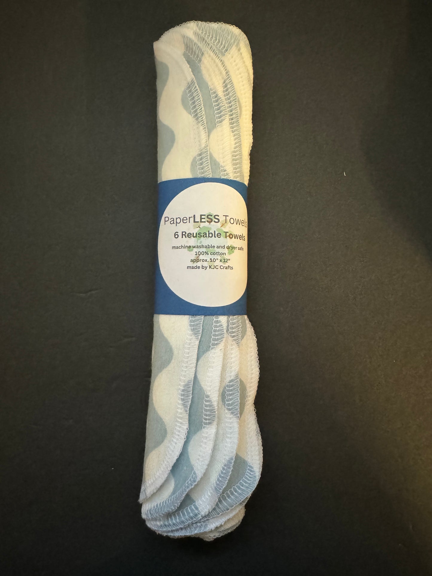 Blue and white striped paperless towels