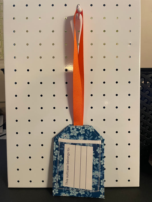 Blue Floral Luggage Tag