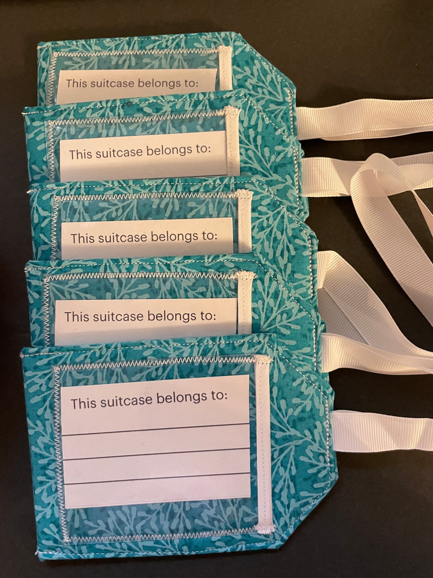Teal Floral Luggage Tag