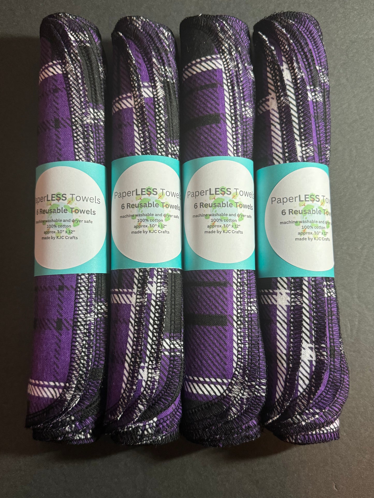 Purple Plaid Reusable Towel