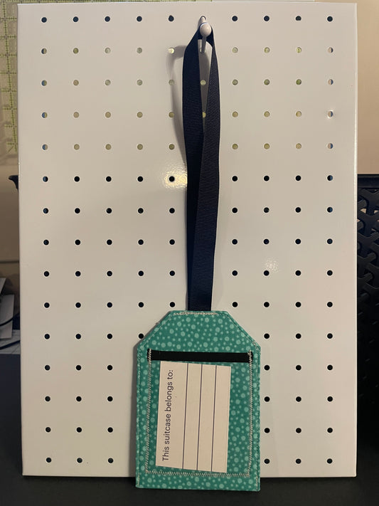 Aqua Polka Dot Luggage Tag